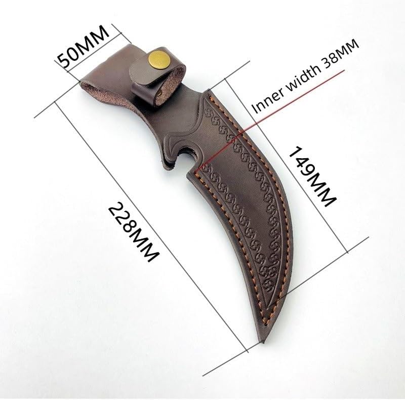 1PC Knife Sheath, Leather Knife Holster with Snap Closure and Belt Loop Fits for Outdoor Camping and Rescue