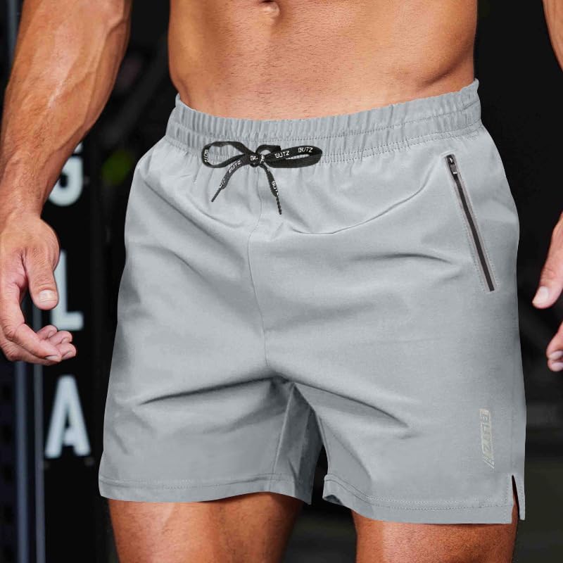 Men's Stretch Workout Shorts, Quick Dry Athletic Gym Shorts with Zipper Pockets for Training & Casual Wear