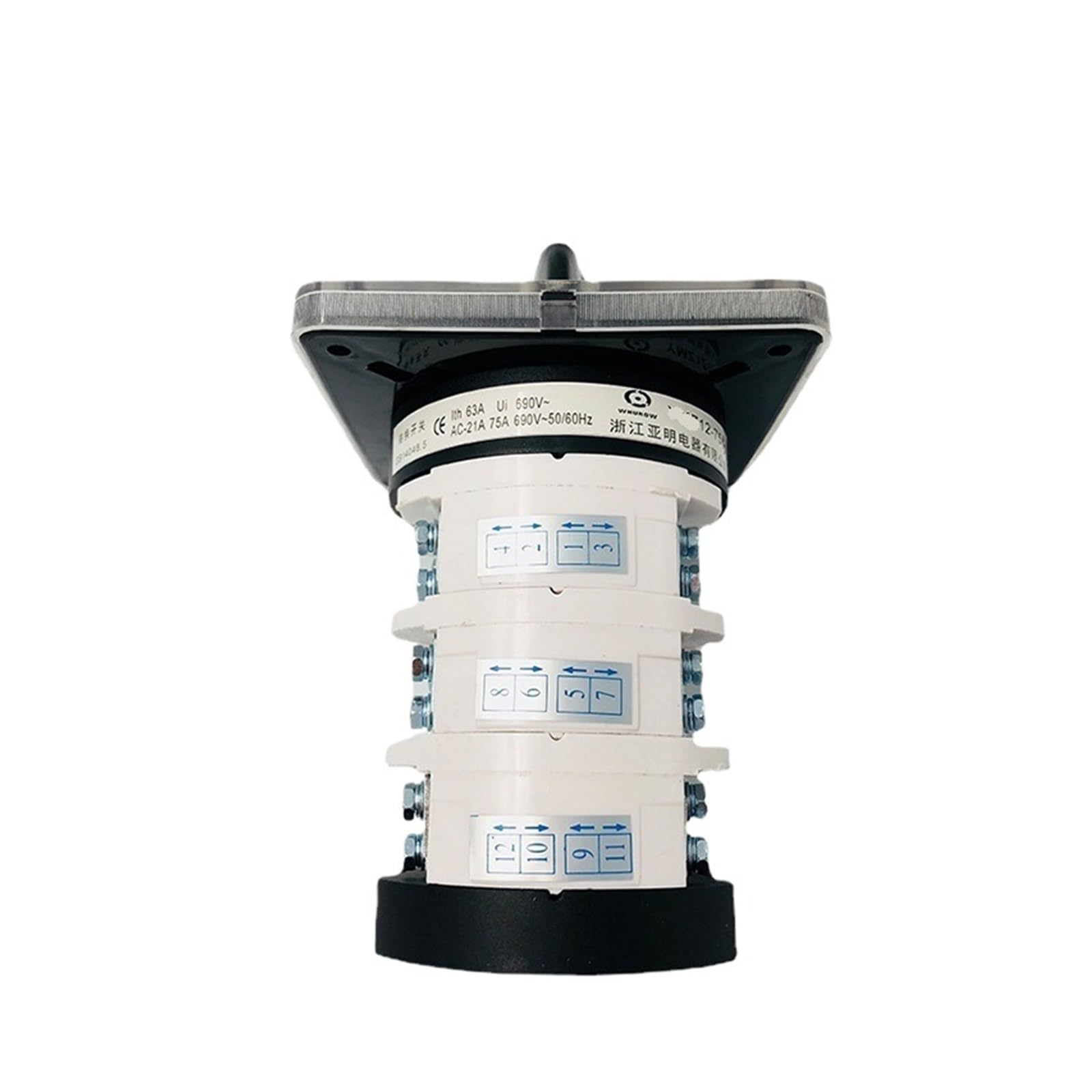 BKGWCSOR 75A cam Switch 0-3 Position 3-Pole Horizontal Rotation Conversion Switch 12 Terminal YMZ12-75/3 Switches