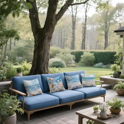 Coussin de jardin humide ? Solution : housse imperméable 50x50 velours bleu Q-323 - 5