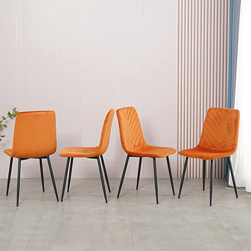Juego de 4 sillas de comedor de terciopelo modernas sillas de comedor tapizadas con patrón de diamante respaldo alto y patas de metal con