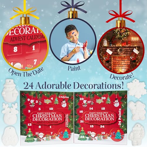 KreativeKraft Weihnachtsdeko Bastelset Kinder, Gips Figuren zum Bemalen, DIY Bastelsets für Kinder (24er-Set) – Ansicht 5
