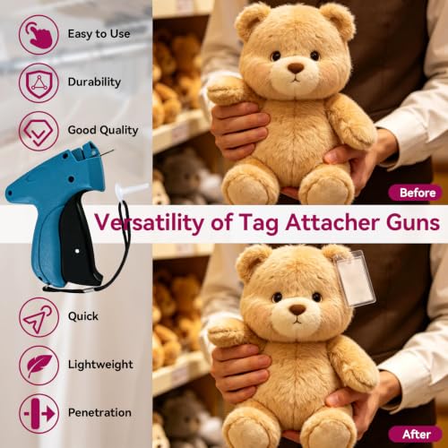 Image of AISOSO Handheld Tagging Gun for Clothes, with 3000 Fasteners, Blue | Includes 0.5mm Needle Quick Clothing Fixer, 1500pcs Each in Black & White, for Securing Cuffs, Collars, Tags