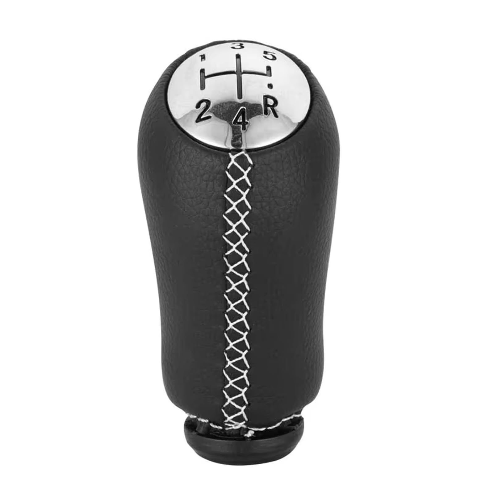XKOEHXJ Car Gear Shift Knob for Laguna for Megane 2 Clio 3 for Scenic 2 5 Speed Gear Shift Knob Stick Head Shifter Lever Handle Gearbox Boot Cover(White Stitching)