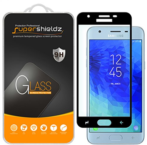 Supershieldz (2 Pack) Designed for Samsung (Galaxy Amp Prime 3) Tempered Glass Screen Protector, (Full Screen Coverage) Anti Scratch, Bubble Free (Black)