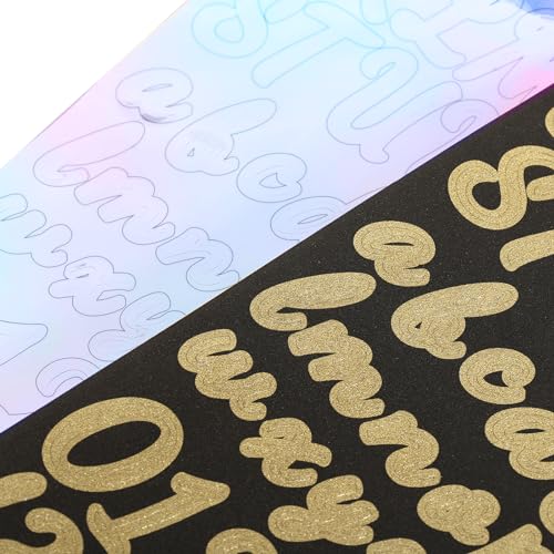 Graduation Cap Decorations Kit(7 Glitter Gold Letter Number Stickers and 7 Illusion Color Letter Number Stickers,1 Pair of Gold Bows,1 Roll Star Laser Style Stickers) for Graduation Cap DIY Art Craft - Image 3