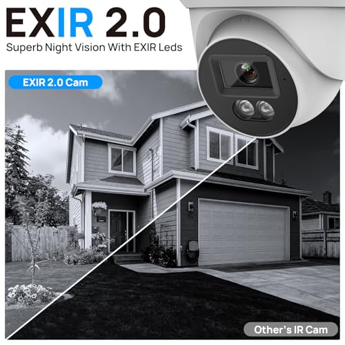 Image of VIKYLIN 8MP PoE IP Camera Outdoor, 4K PoE Security Turret Camera with Human /Vehicle Detection, 2.8mm Lens, 98ft EXIR 2.0 Night Vision,4K@20fps,Built-in Mic,512GB Card Slot, Blue Iris, NDAA Compliant
