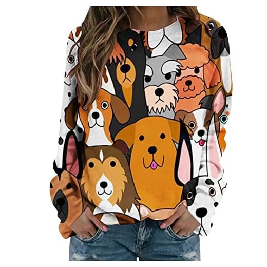 Femme Sweatshirts Mode Graphique Col Rond Manteaux Chic Manches Longues Hoodies Stylé Oversize Adulte Automne Pas Cher Blousons Hiver Chaud Vetement Femme Cadeau pour Femme Orange M