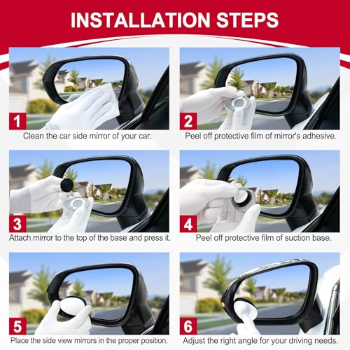 Image of LivTee Blind Spot Mirror, Oval HD Glass Frameless Convex Rear View Mirror with wide angle Adjustable Stick for Cars SUV and Trucks, Pack of 2