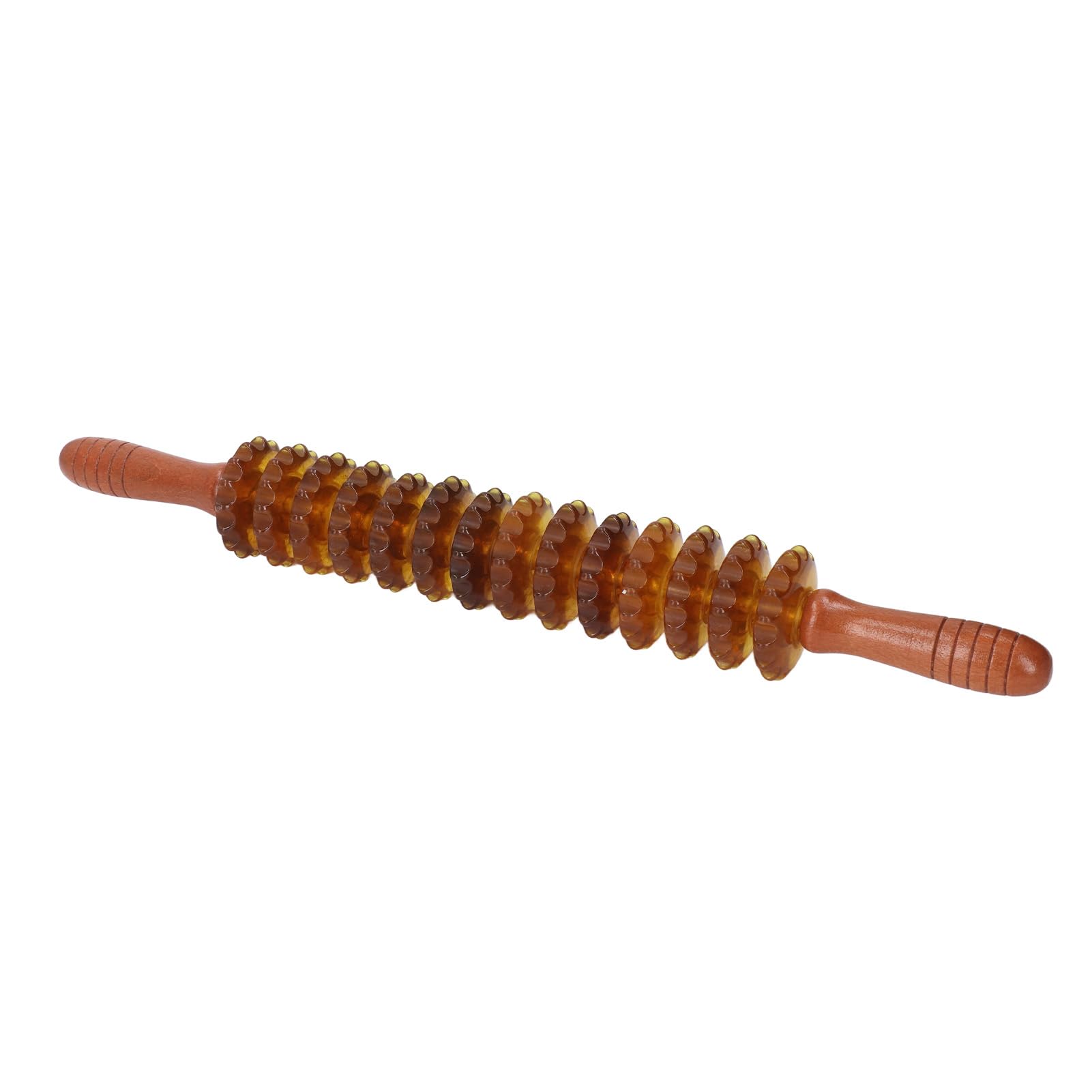 Rodillo de masaje de madera que reduce la rigidez y mejora la circulación, 14 rodillos, rodillo de Fascia Manual (Marrón)
