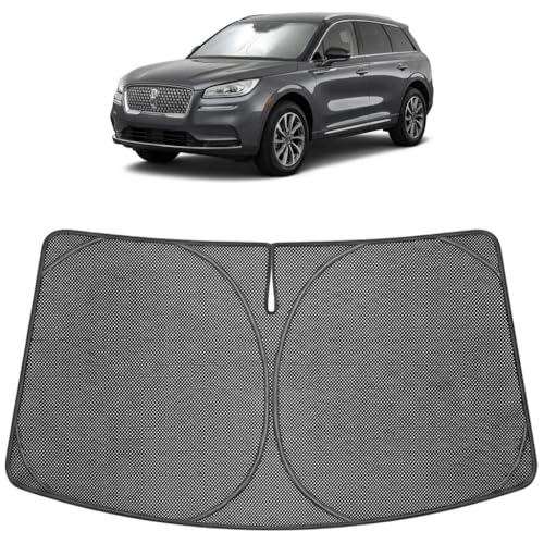 Image of Proadsy Windshield Sun Shade Custom Fit Lincoln Corsair 2020-2026 Ice Crystal Black Front Window Sunshade UV and Heat Blocker Foldable Visor Keeps Car Cooler for Summer Parking and Daily Use