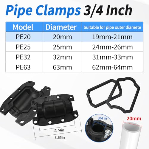 Braçadeira de reparo de tubo de 3/4 polegadas, seladora de vazamento, kit de reparo de braçadeira de