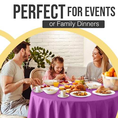 Image of Exquisite 66% Thicker Premium Magenta Round Tablecloth 0.5 Mil 24 Pack Plastic Table Cloth Disposable 84 Inch Round Plastic Tablecloth Won't Tear Easily Like Cheap Thin Brands