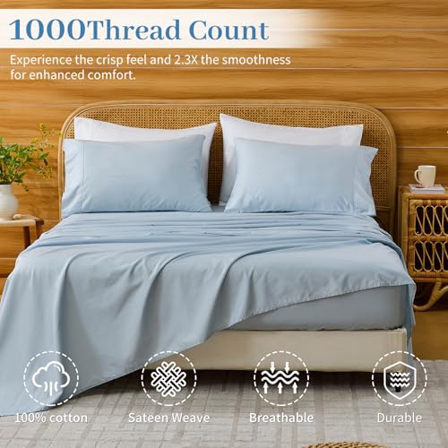 Image of Bedlifes 1000TC Egyptian Cotton King Sheets, 4Pcs, 16 inch Deep Pocket