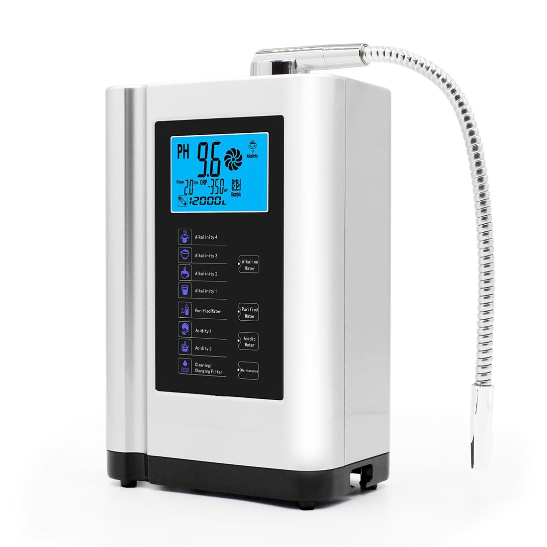 Ionizzatore Acqua Alcalina, Purificatore Macchina Generatore Di Idrogeno, Filtro per Acqua Potabile Acida Alcalina Domestica Lcd 3,8 Pollici, 8000 Litri per Filtro, Voce Intelligente