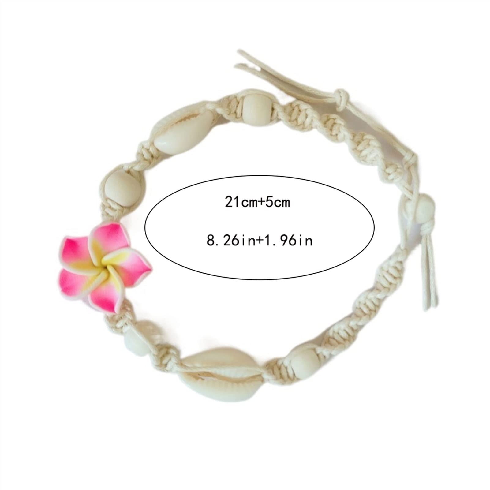 Pulseras de Tobillo Tobillera Bohemia Tobillera de Playa - Flor de cerámica Suave Tejida a Mano Tobillera de Concha de Mar Tobilleras de Mujer (Color : Yellow Flower)
