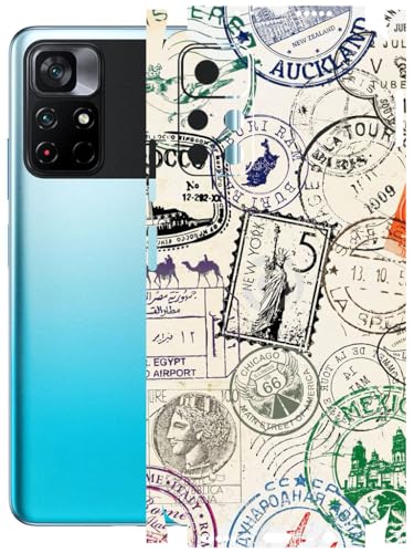 Image of AtOdds - Full Body Back Screen Guard Protector Film - Lamination Wrap Skin Sticker Compatible with Poco M4 PRO (5G) | Scratchproof Matte Finish (Stamps)