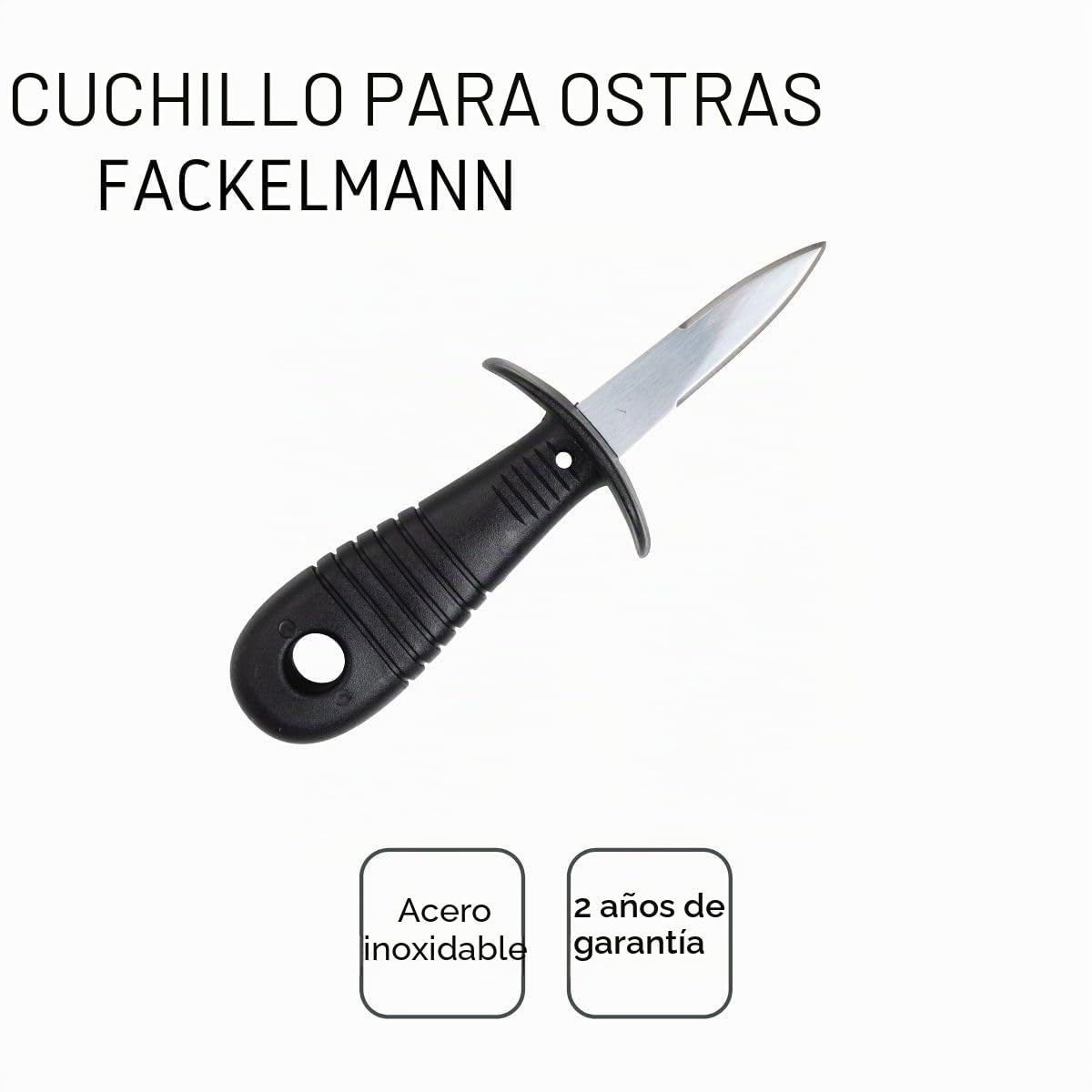 FACKELMANN Cuchillo para ostras de acero inoxidable y mango de polipropileno negro 19,5x5cm. 1ud.
