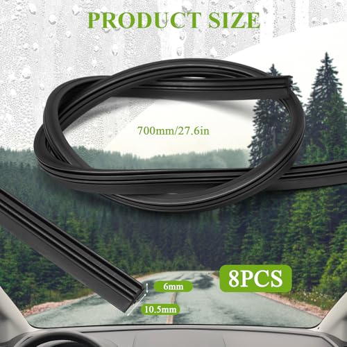 8 Stück 700 mm Scheibenwischer Gummi, Schwarze Wischergummi aus Naturkautschuk, Scheibenwischer Gummi Universal Ersatz
