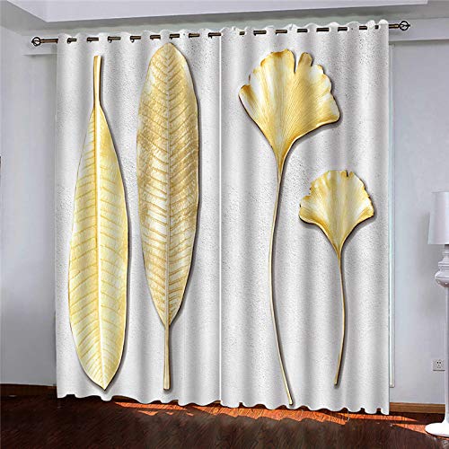 Rideau Occultant À Oeillets 234x230 Cm Lot De 2 Feuille d'or 3D pour Salon