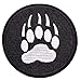 U-Sky Sew or Iron on Embroidered Patches | Black Circle with White Bear Paw Print | Wilderness Nature Design | Outdoor Enthusiasts Animal Lovers | Jackets Backpacks Hats | 3.2