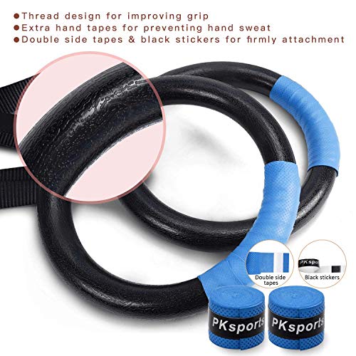 PACEARTH Gymnastic Rings 1100lbs Capacity with 14.76ft Adjustable Buckle Straps Pull Up Exercise Rings Non-Slip Rings… - Image 4