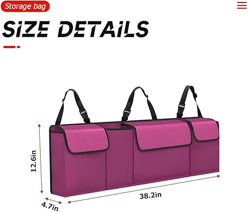 Miniatura 2 de BELOMI Organizador de maletero de automóvil, impermeable, resistente, para colgar en el asiento trasero, bolsa de carga plegable de almacenamiento