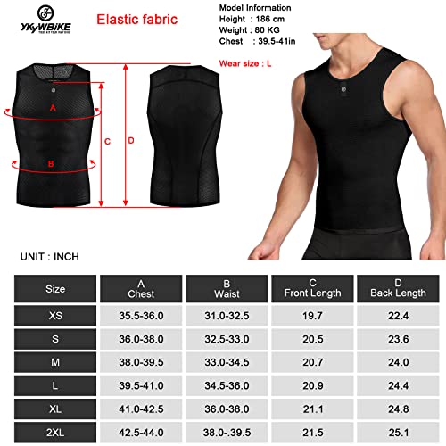 Ykywbike Men's Cycling Base Layer Sleeveless Cycling Jersey Men Quick Dry Bicycle Undershirt Mesh Bike Base Layer Vests Black #TOP7