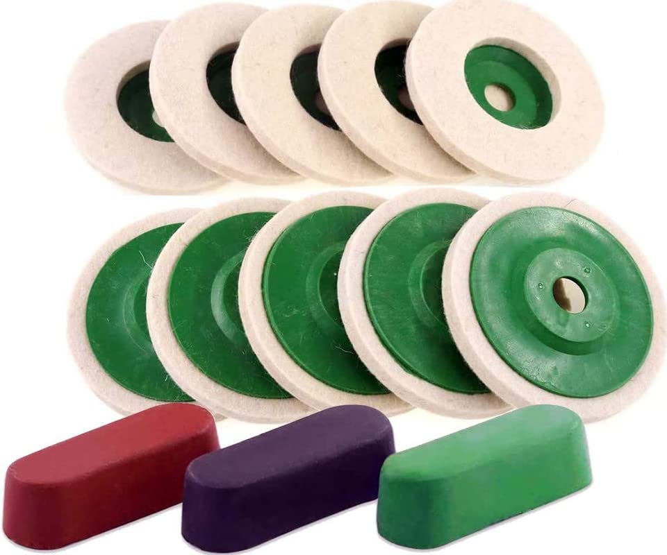 DIY Crafts 4"inch, 2 Pads +1x Green Polish Compound, Wool Felt Polishing Wheel Disc Kit for Angle Grinder Comes Buffing Polishing Cutting Compound Polish (4"inch, 2 Pads +1x Green Polish Compound) (B09VX7VSH8) Amazon Price History, Amazon Price Tracker