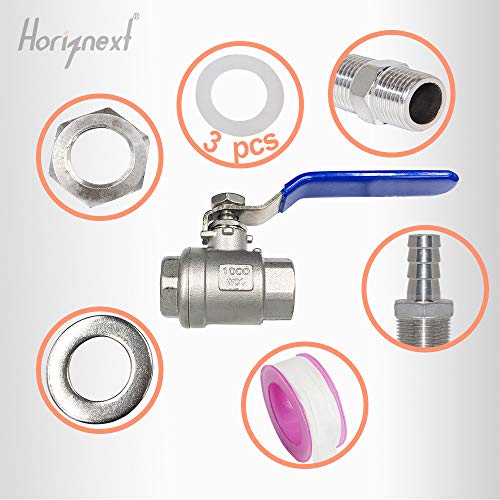 Horiznext npt 1/2 home brew bulkhead ball valve stainless steel 304 for Homebrew beer Kettle tap equipment kit, weldless water tank spigot (1 pc)