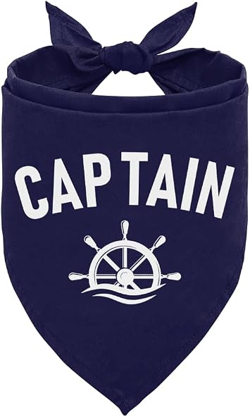 Captain Dog Bandana, Dark Blue Dog Bandana, Summer Bandanas for Dogs, Funny Dog Bandana, Dog Bandana for Small Medium Large Dogs, Pet Dog Triangle Scarf, Dog Scarf Accessories D12