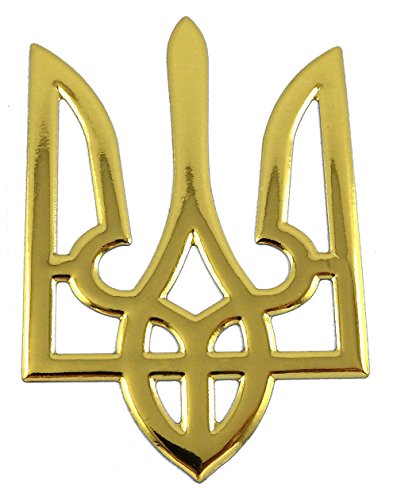 Ukrainian Trident Gold Finish Decal Emblem Ukraine Tryzub 3D Sticker Car 2"X3" #TOP3