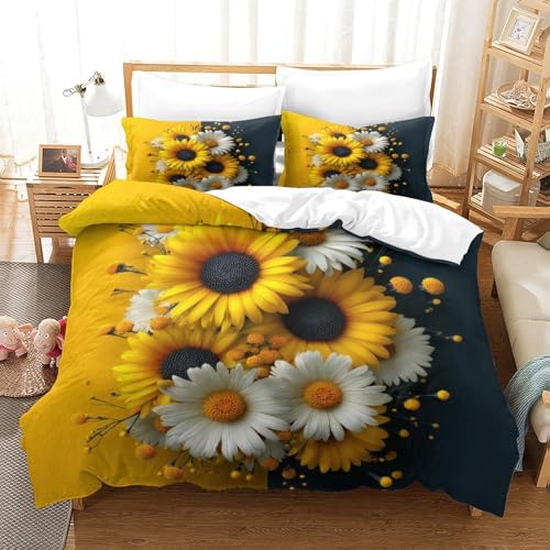 Linge de lit tournesol microfibre premium parure douce imprimé 3D - 3