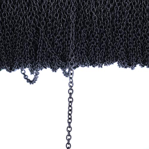 Nicedmm - 32.8 Ft Iron Twisted Cross Chains - Small Link 3 x 4 mm - Jewelry Accessories Chain for DIY Making Necklace Bracelet (Electrophoresis black)