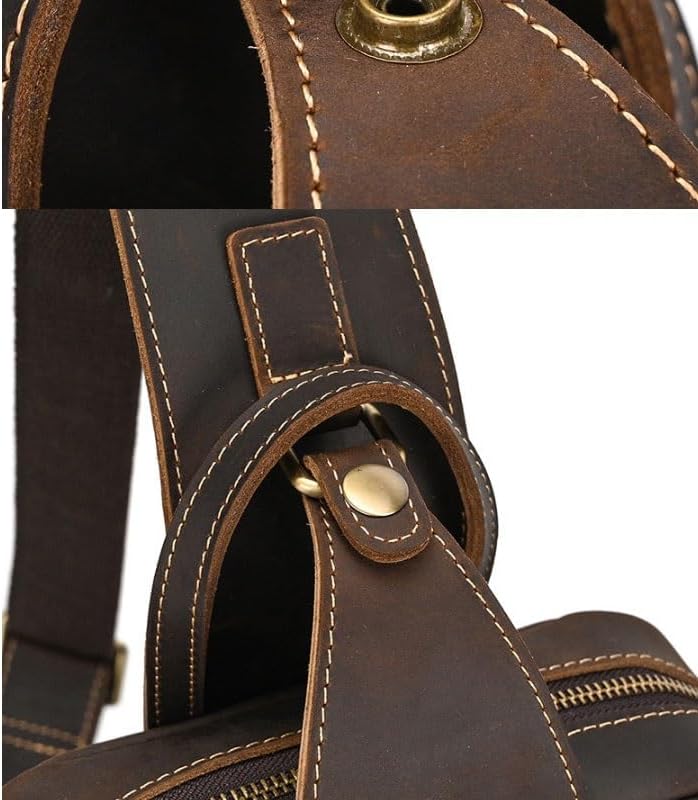Large Capacity Chest Bag Single Shoulder Men's Cross Body Genuine Leather Travel