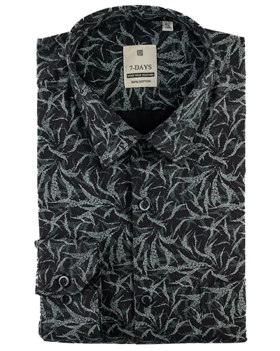 Image of 7-DAYS Men's Premium Formal Printed Shirt - 100% Cotton, Regular Fit, Full Sleeves, with Pocket - Stylish for Special Occasions.
