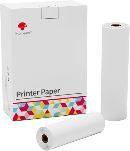 Phomemo 2 rollos de papel de impresión térmica tamaño carta de Estados Unidos, secado rápido, papel térmico de 8.5 x 11 pulgadas, compatible con