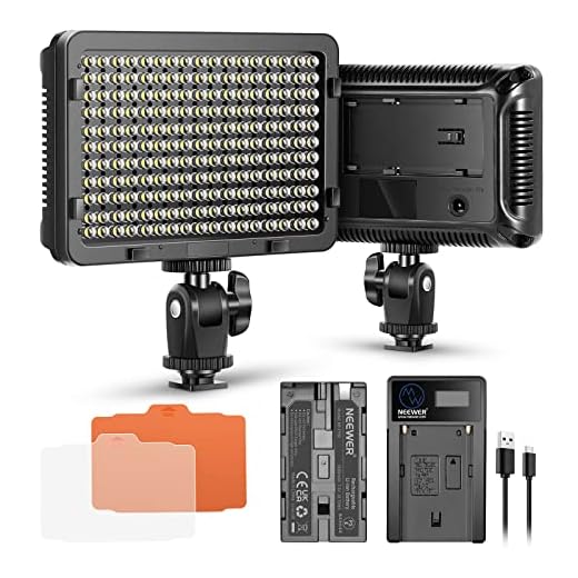 Neewer Regulable 176 LED Luz de Video 5600K en Panel de Luz de Cámara con 2600mAh Batería y Cargador USB para Canon, Nikon, Pentax, Panasonic, Sony y Otras Cámaras Digitales SLR para Fotografía