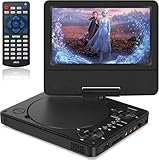 HOPYOP 9.5' Portable DVD Player for Kids and Car, 7.5' Swivel Screen with 4-6 Hours Built-in Battery, Car DVD Player with Dual Speakers, Support Sync Screen to TV, USB/SD/Multiple Disc Formats