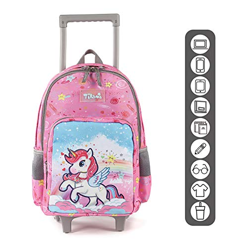 Image of Rolling Backpack 18 inch Double Handle Wheeled Boys Girls Travel School Children Luggage Toddler Trip