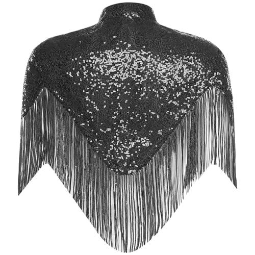 renvena Womens 1920s Shawl Wraps Sequin Deco Fringed Evening Cape Wedding Party Bridal Cover Up2