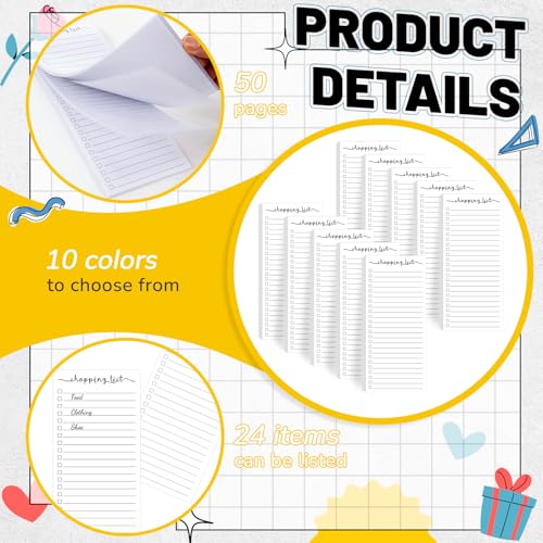 Image of Censen 10 Pack 500 Sheets to Do List Notes Daily Checklist Notepad with 50 Sheets Undated Memo Pad Color Block Shopping List Weekly Plan Notepad Organizer Planners(White,Shopping)