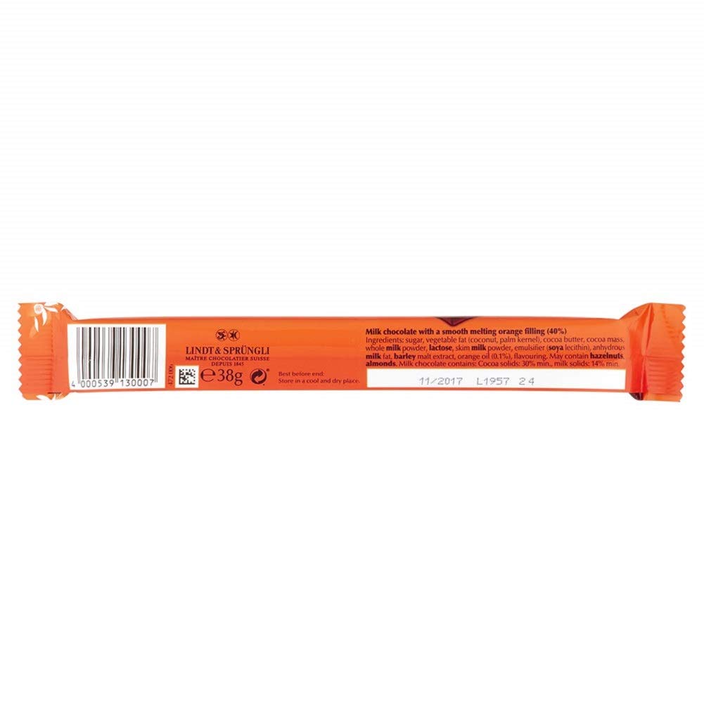 Buy Lindt LINDOR Milk Orange Chocolate Snacking Bar (Pack of 24) Online at desertcart UAE