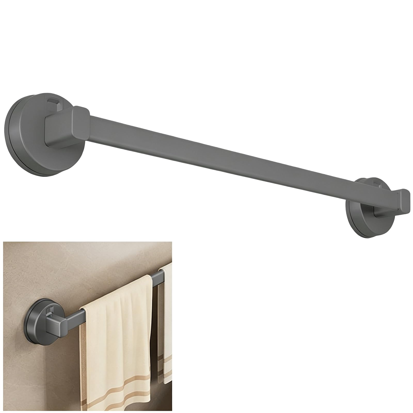 Toallero Ventosa, Toalleros de Baño Sin Taladro, Colgador Toalla Baño, Toallero Ducha, Toallero de Mano Extraíble y Resistente para Baño, Puerta, Ducha y Accesorios de Cocina