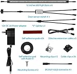 Litever LED Kit d'éclairage sécurisé. Commande de porte activée. 6 pcs Slim 12 Barres de lumière de pouce. Plug-in extensible linkable pour pistolet sûr, penderie, vitrine, dans-Cabinet sous le comptoir. 5000K