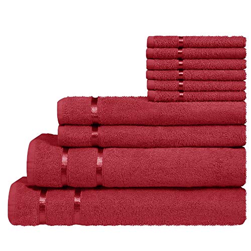 Image of Story@Home Cotton Towel Set of 10 | Hand Towel | Face Towel | Bath Towels | Wine Red | 100% Cotton Soft Towel | Bath Towels for Men, Women & Kids | 450 GSM | Gym Towel | Perfect for Everyday Use