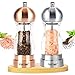 FURTIME Salz und Pfeffermühle, Gewürzmühle 2er Set mit Untersetzer Manuelle Salz und Pfeffer Mühlen mit Einstellbarer Keramikmahlwerk für Küche BBQ