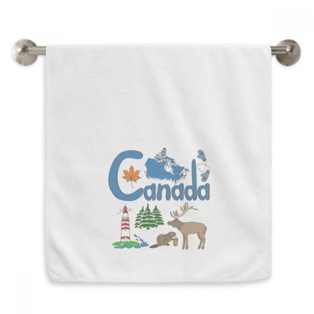 Serviette Canada avec symbole national motif touristique blanc 13x29 pouces