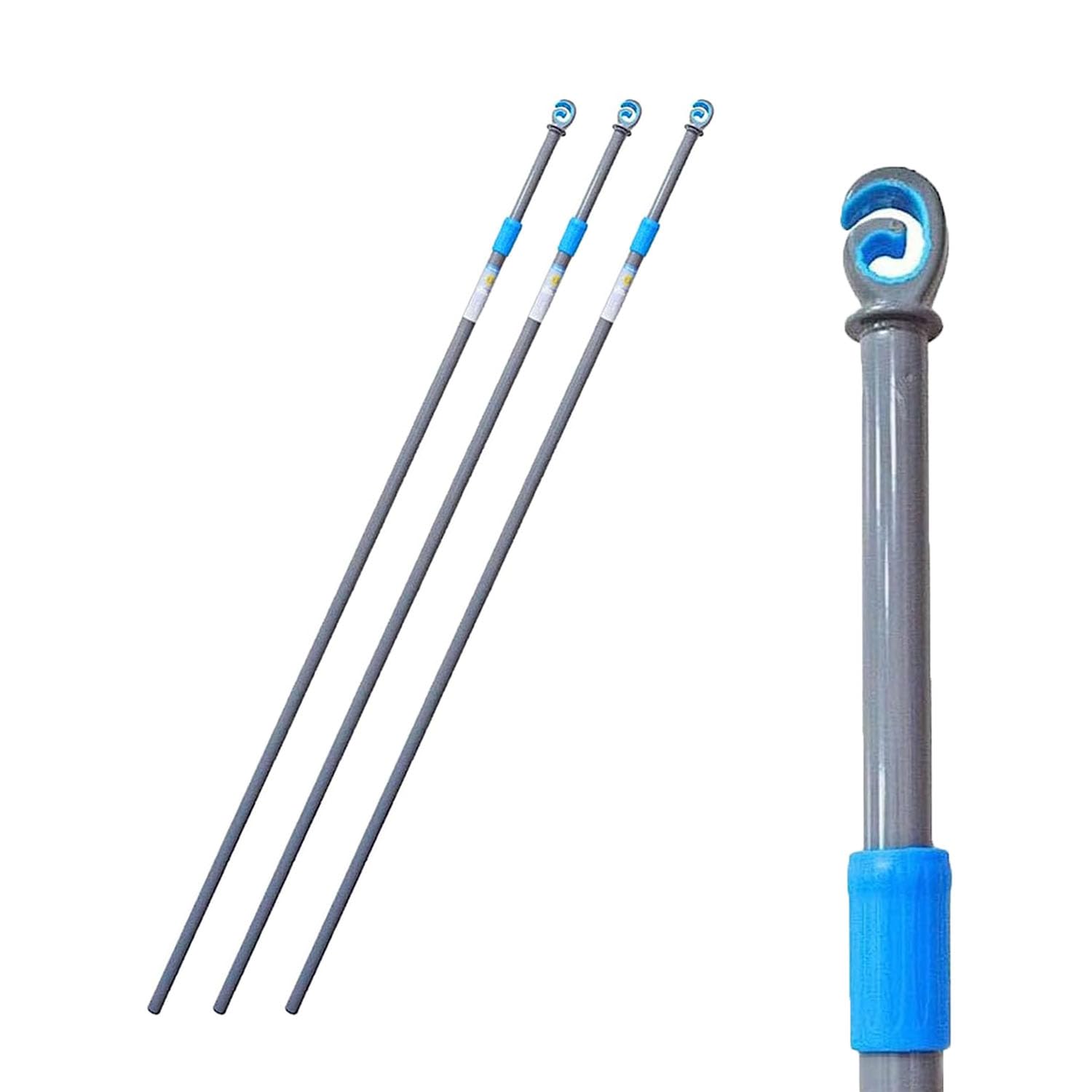 3 X Washing Line Support Poles Heavy Duty Metal Telescopic Clothesline Prop Home Outdoor Garden Extendable Laundry Liner Props 2.4m/7.87Ft