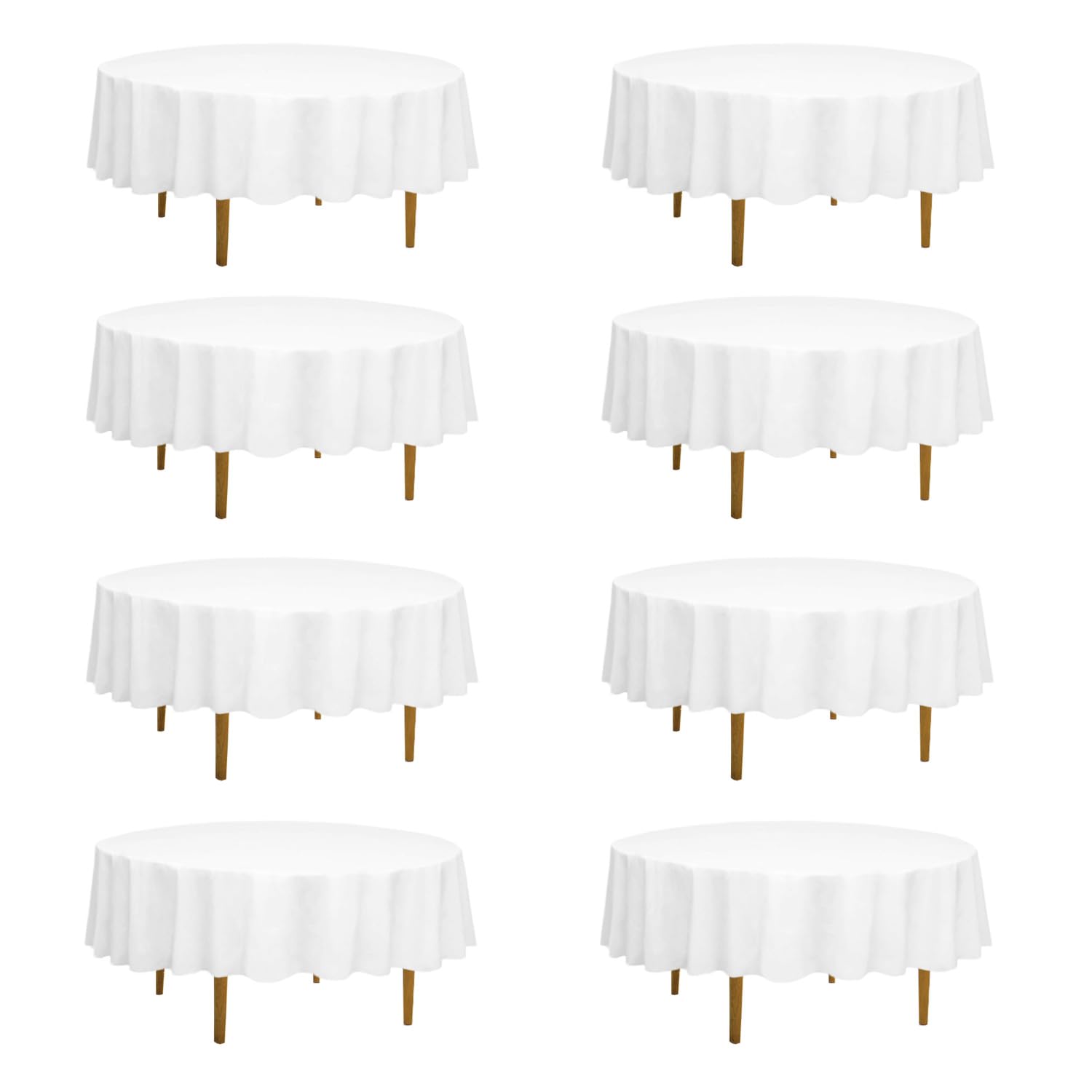 PLOYMONO 8 Pack White Tablecloths for 70 inches Round Table, Reusable and Washable Bulk Linen Table Clothes, Polyester Fabric Table Covers for Buffet Banquet Party Wedding Restaurant